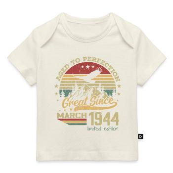 80 years old Aged to Perfection born in March 1944 - Baby Premium Organic T-shirt - dark navy - Front