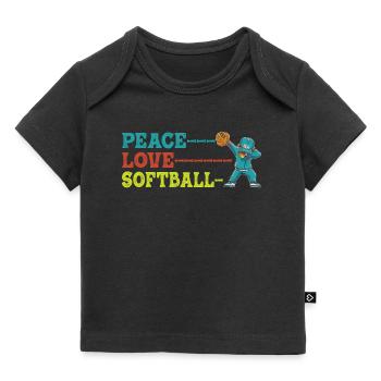 Les filles de la paix aiment le softball - T-shirt Premium bébé bio - noir - Devant