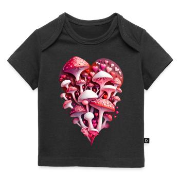 Cœur de champignons - T-shirt Premium bébé bio - noir - Devant