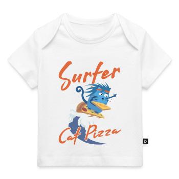 Surfer Cat Pizza - Chats Drôles - T-shirt Premium bébé bio - marine foncé - Devant