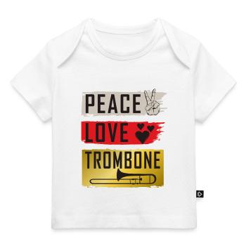 Peace Love Trombone Instrument Music - Baby Premium Organic T-shirt - dark navy - Front