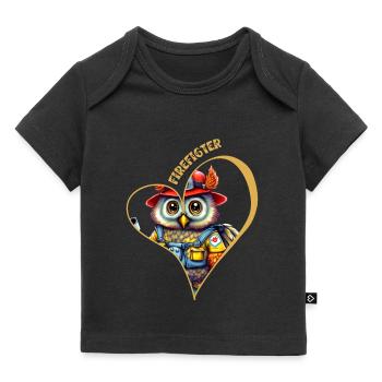 Pompier, amour hibou - T-shirt Premium bébé bio - noir - Devant