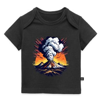 Volcanic eruption, eruption with ash cloud and lava - Baby Premium Organic T-shirt - black - Front