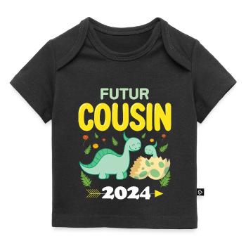 Futur Cousin 2024 Je Vais Etre Cousin Grossesse - T-shirt Premium bébé bio - noir - Devant