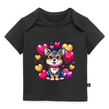 Chien avec des ballons colorés - T-shirt Premium bébé bio - noir - Devant