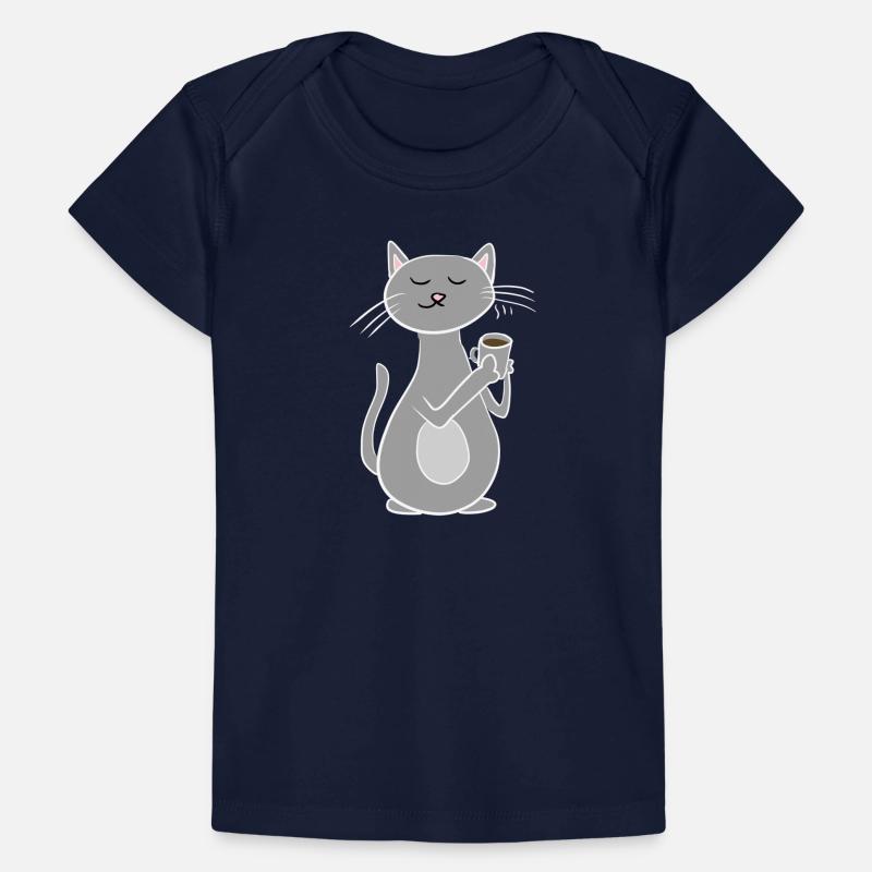 grey cat chilling with coffee Baby Premium Organic T-shirt