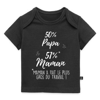 Grenouillere bébé annonce - T-shirt Premium bébé bio - noir - Devant