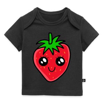 Fraise, Baie, Fruits, Jardin, Kavaii, Fraises, Fruits - T-shirt Premium bébé bio - noir - Devant