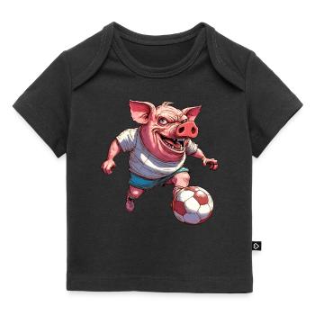 Fútbol de cerdos - Camiseta Premium bebé orgánica - negro - delante