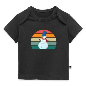 kalt kälte schnee eis schneemann schneeball winter - Baby Premium Organic T-Shirt - Schwarz - Vorne
