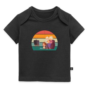 Opa Opi Großvater, Großmutter Großeltern Enkel Oma - Baby Premium Organic T-Shirt - Schwarz - Vorne