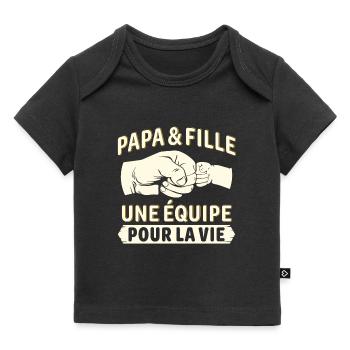 papa et fille une équipe pour la vie - T-shirt Premium bébé bio - noir - Devant