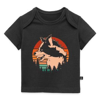 Retro Dog Gift Dog Motif Berger Australien - T-shirt Premium bébé bio - noir - Devant