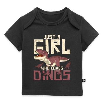 Nur ein Mädchen das Dinos liebt T Rex Dinosaurier - Baby Premium Organic T-Shirt - Schwarz - Vorne