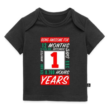 Kinderen 1 jaar Verjaardag Maanden Uren - Baby Premium t-shirt biologisch - zwart - Voor