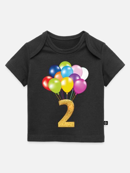 2 barn födelsedag grattis på födelsedagen - T-shirt Premium baby ekologisk - svart