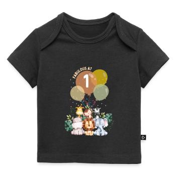 Fabuleux premier safari d’animaux d’anniversaire pour enfants - T-shirt Premium bébé bio - noir - Devant