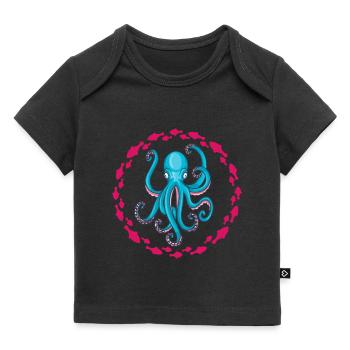 Poulpe bleu - T-shirt Premium bébé bio - noir - Devant