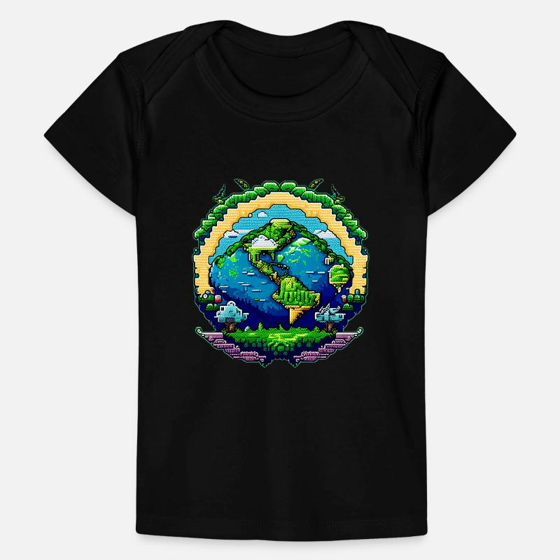 Globe en pixel art T-shirt Premium bébé bio