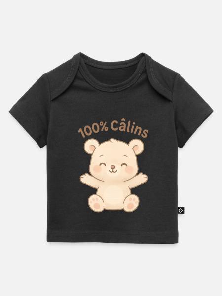 100% Câlins Ourson Doux - T-shirt Premium bébé bio - noir