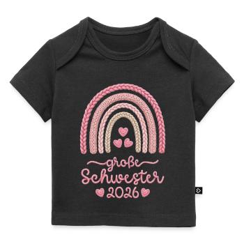 Große Schwester 2026 Regenbogen rosa Strickmuster - Baby Premium Organic T-Shirt - Schwarz - Vorne