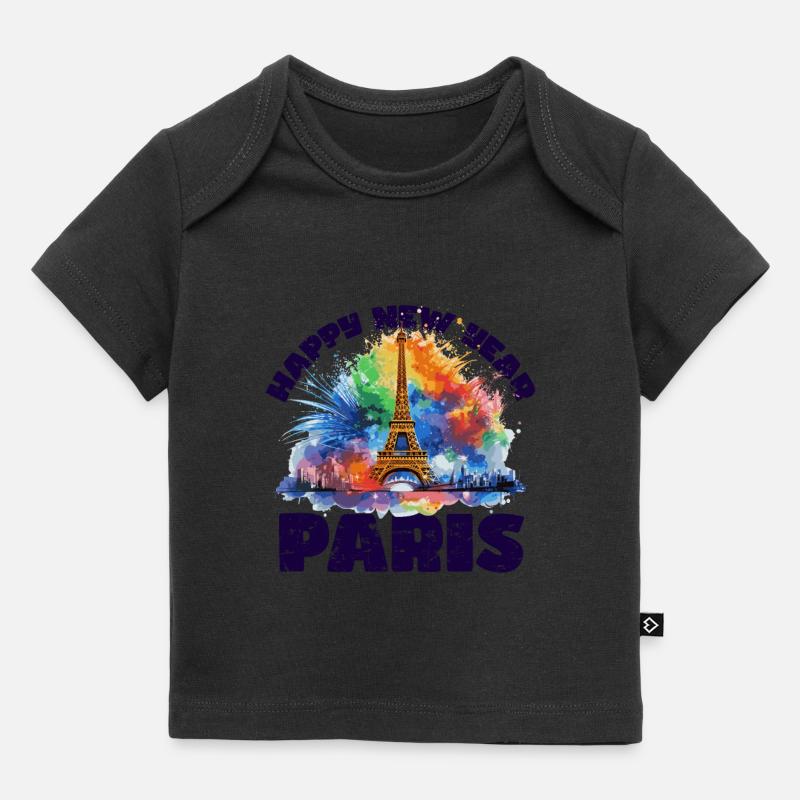 Bonne année avec feu d’artifice à Paris - T-shirt Premium bébé bio - noir