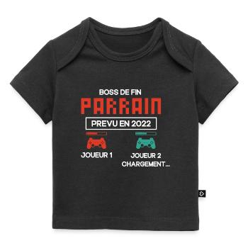 Annonce Grossesse Demande Parrain Originale Geek - T-shirt Premium bébé bio - noir - Devant