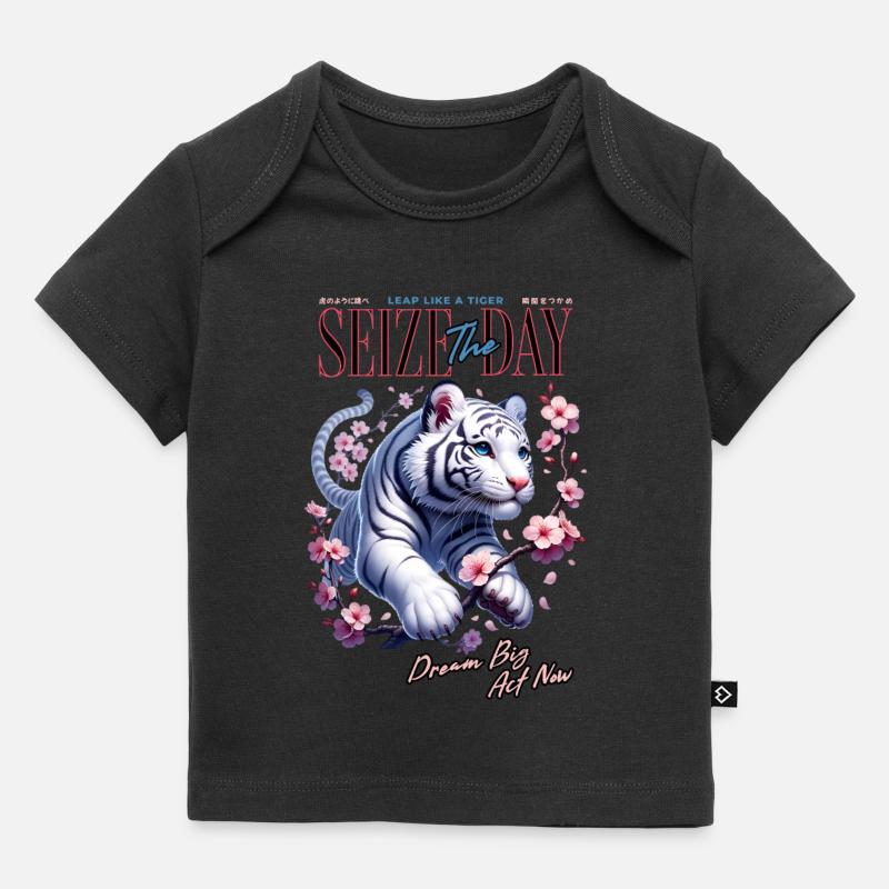 Cogli l'attimo Tigre - T-shirt Premium neonato bio - nero