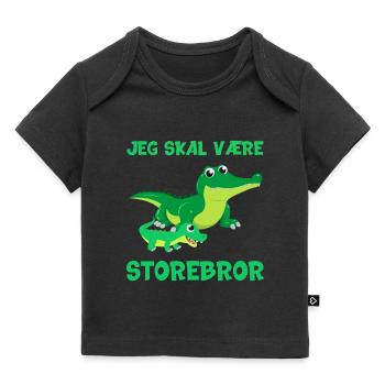 Jeg skal være storebror krokodille gave fødsel - Premium baby t-shirt økologisk - sort - Foran