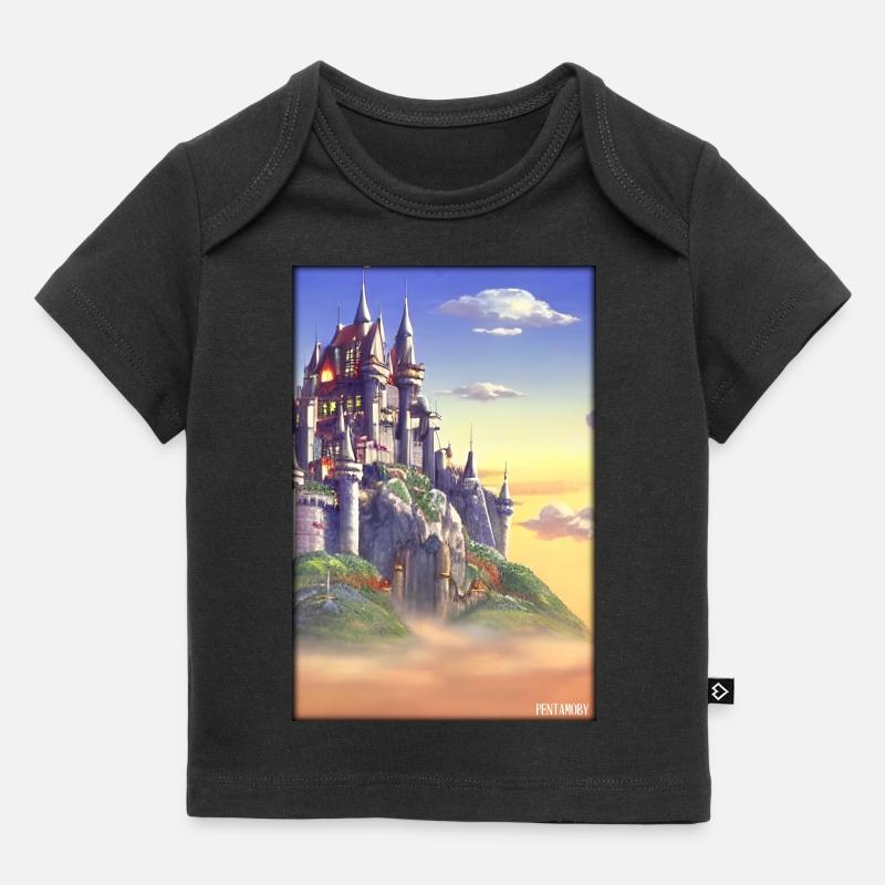 Château Château Forteresse Architecture Paysage - T-shirt Premium bébé bio - noir