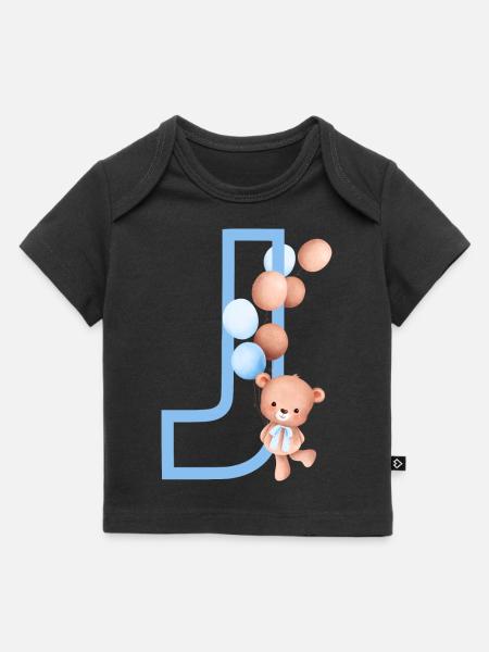 Blauer Bär J Buchstabe - Baby Premium Organic T-Shirt - Schwarz