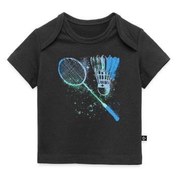 badminton,badminton,watercolor, ,graffiti, - Baby Premium Organic T-shirt - black - Front