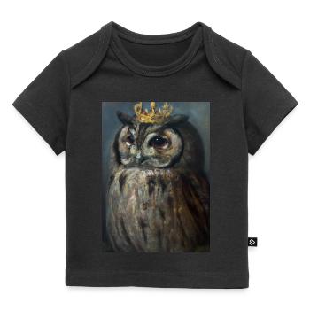 Eule mit Krone - Baby Premium Organic T-Shirt - Schwarz - Vorne