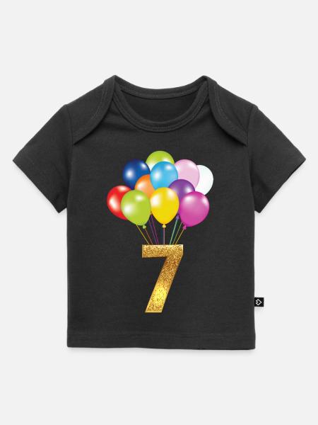 7 barn födelsedag grattis på födelsedagen - T-shirt Premium baby ekologisk - svart
