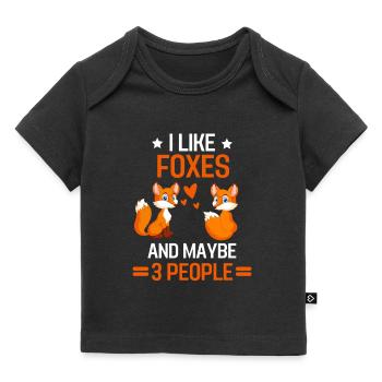 Amoureux des animaux Cadeau animal de forêt Drôle de renard - T-shirt Premium bébé bio - noir - Devant
