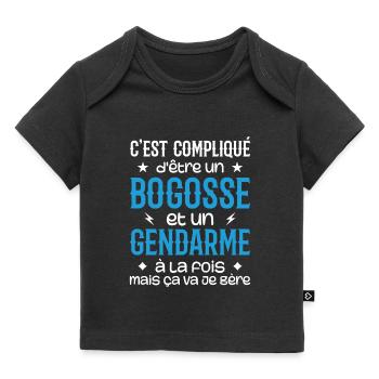 C'est compliqué d'être un bogosse et un gendarme - T-shirt Premium bébé bio - noir - Devant
