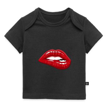 Pink lip, mouth, kiss - Baby Premium Organic T-shirt - black - Front