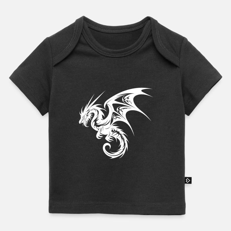 Dragon volant en style tatouage - T-shirt Premium bébé bio - noir