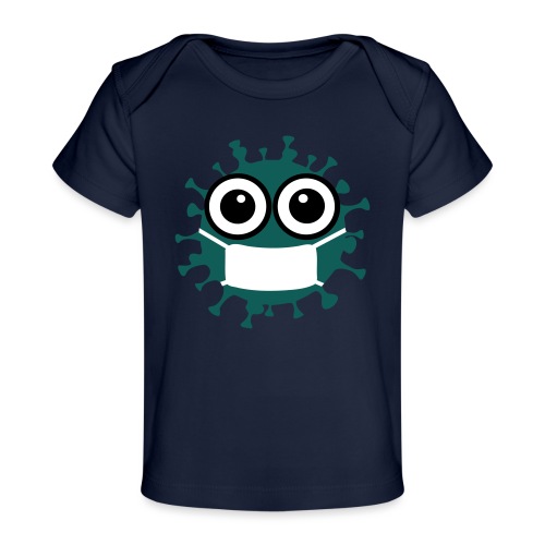 CORONA Virus mit Maske - Comic Art Grafik - Baby Bio-T-Shirt