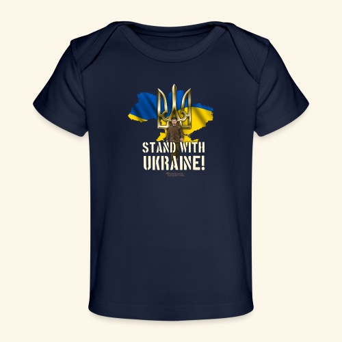 Ukraine Umriss Dreizack Fahne Selenskyj - Baby Bio-T-Shirt