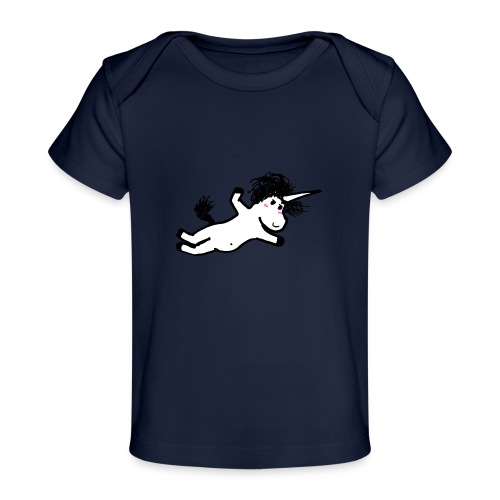 unicorno che si lancia sul nulla - Maglietta ecologica per neonato