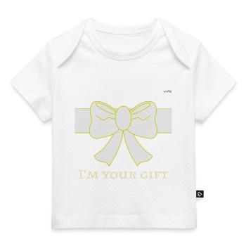 White bow - Baby Premium Organic T-shirt - dark navy - Front