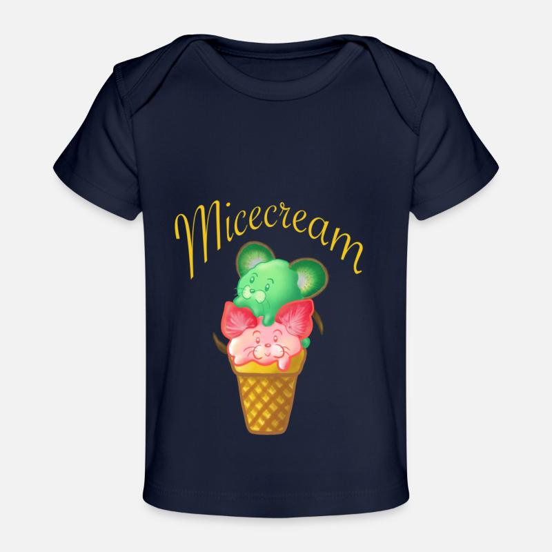 Crème glacée comme crème de souris avec des souris - T-shirt Premium bébé bio - marine foncé