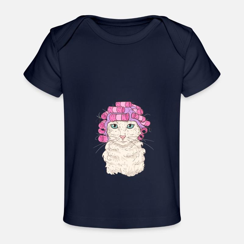 Chat avec bigoudis - T-shirt Premium bébé bio - marine foncé