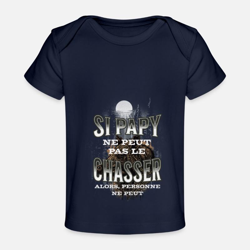 Papy Chasseur - Chasse au Sanglier - T-shirt Premium bébé bio - marine foncé