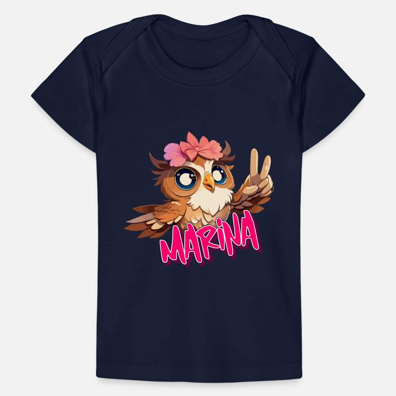 MARINA - Schöner Mädchen Name mit süßer EULE Baby Premium Organic T-Shirt
