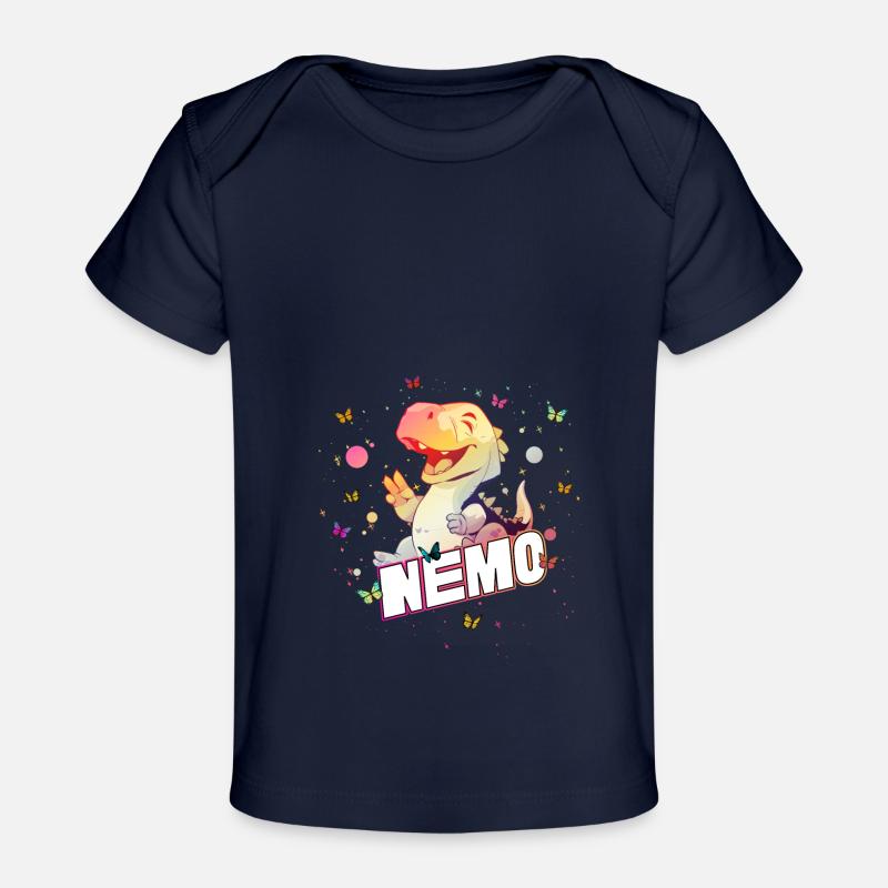 NEMO - Kaunis pojan nimi söpöllä DINO T-REXILLÄ - Vauvan Premium t-paita luomu - tumma laivastonsinin