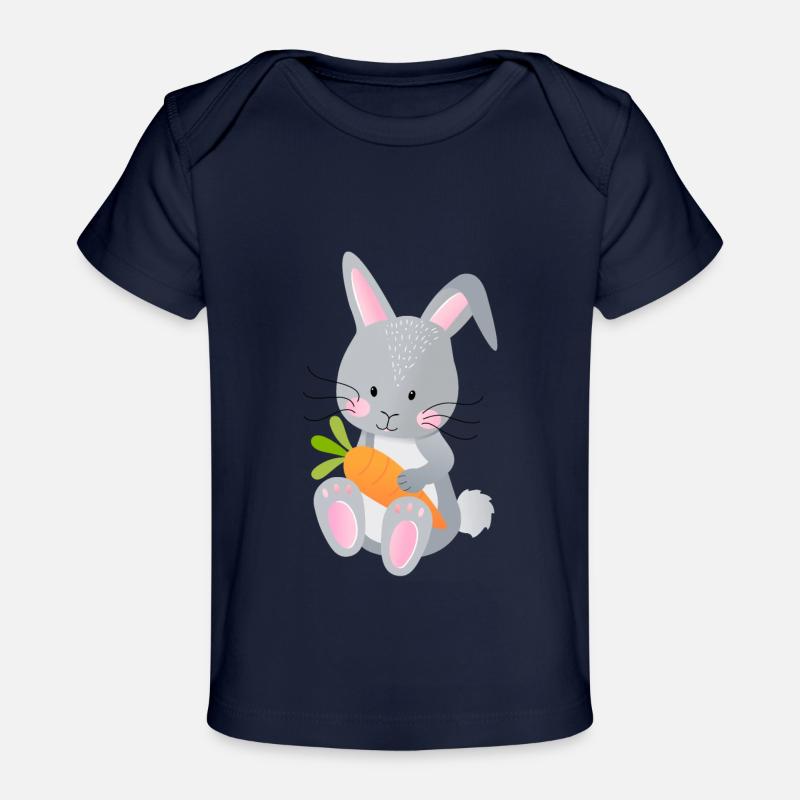Lapin de bébé avec carotte - T-shirt Premium bébé bio - marine foncé