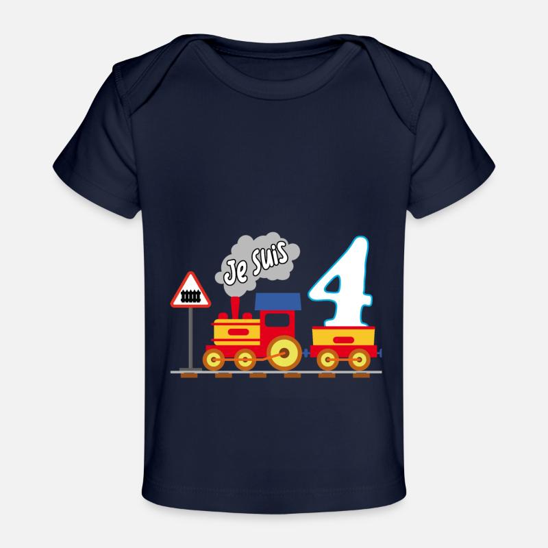 Quatrième anniversaire, enfin 4 ans - T-shirt Premium bébé bio - marine foncé