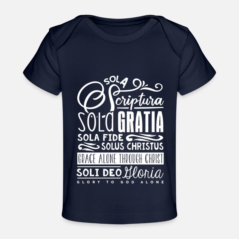 5 Solas, Réforme chrétienne protestante - T-shirt Premium bébé bio - marine foncé